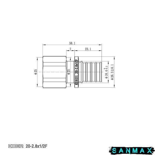 Перехідник з ВР Koer KA.A06F-20 - 20(2.8mm) x 1/2"F (KR4863) KR4863 фото