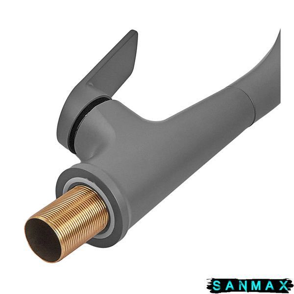 Змішувач для кухні Plamix Lucas-017 SET Graphite Refl.Grey з підведенням (Колір графіт+сил.вилив сірий) (PM0723) PM0723 фото