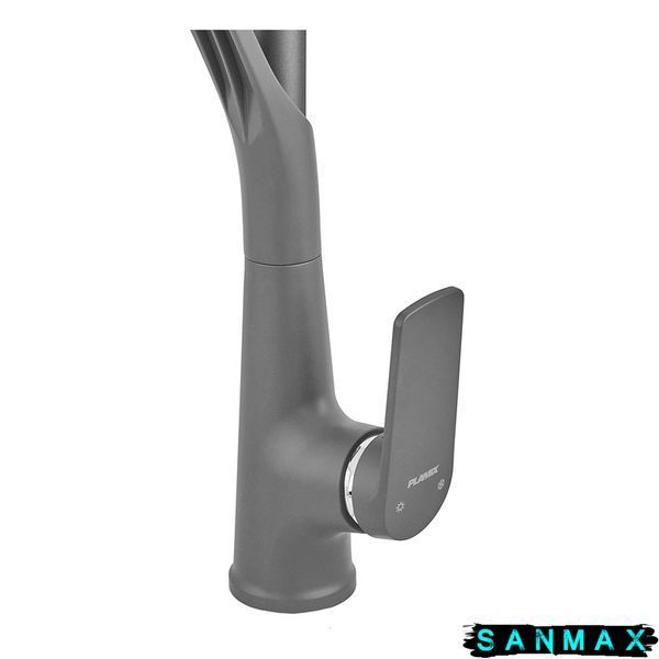 Змішувач для кухні Plamix Lucas-017 SET Graphite Refl.Grey з підведенням (Колір графіт+сил.вилив сірий) (PM0723) PM0723 фото