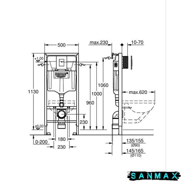 Інсталяційний комплект пневмо Grohe Set Унітаз Quadro-0301-R + Інсталяція 38772001 панель Хром (38772001QUADRO0301R) 38772001QUADRO0301R фото
