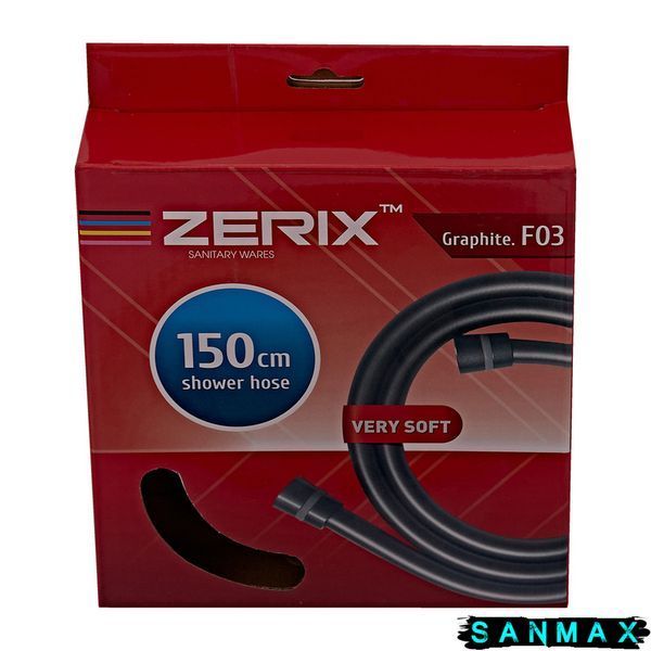 Шланг для душу Zerix F03 силіконовий 150 см Графіт коробка (ZX5568) ZX5568 фото