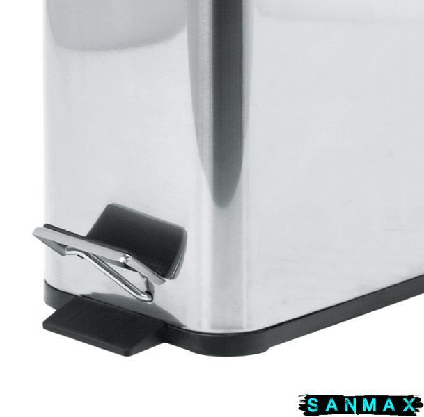 Відро для сміття з плавним закриттям прямокутне Zerix Sansa-TC0105 SS Color 5л колір нержавійка (ZX5893) ZX5893 фото
