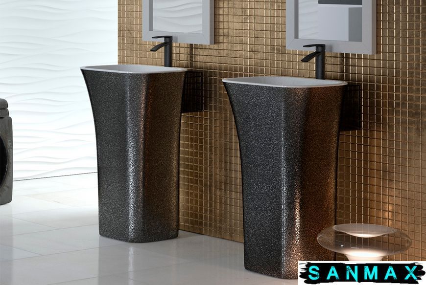 Умивальник вільностоячий Besco Assos Glam, колір графітовий 41х52 ретро #UMD-A-WOG фото