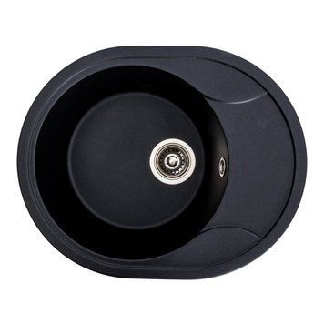 Гранітна мийка для кухні Platinum 5847 ONYX матова (Чорний металік) SP000038326 фото
