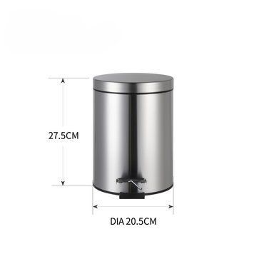 Відро для сміття з плавним закриттям кругле Zerix Solo-TC0205 SS Color 5л колір нержавійка (ZX5888) ZX5888 фото