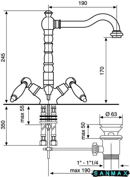 Змішувач Emmevi Deco ceramica для умивальника золото с/пр OR121613 OR121613 фото