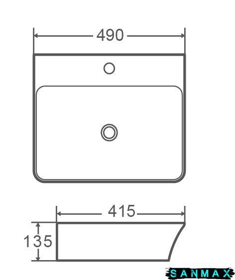 Умивальник накладний керамічний з переливом Mixxus Premium Bever-0201 485x410x125mm (MP6480) MP6480 фото