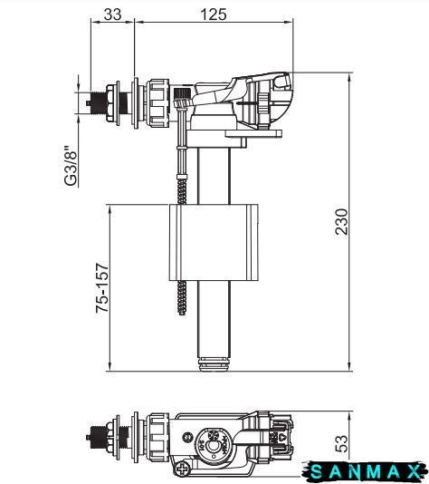 Арматура наповнювальна Koer KT-0105-3/8" з боковим підключенням та латунним різьбленням 3/8" (KR5335) KR5335 фото