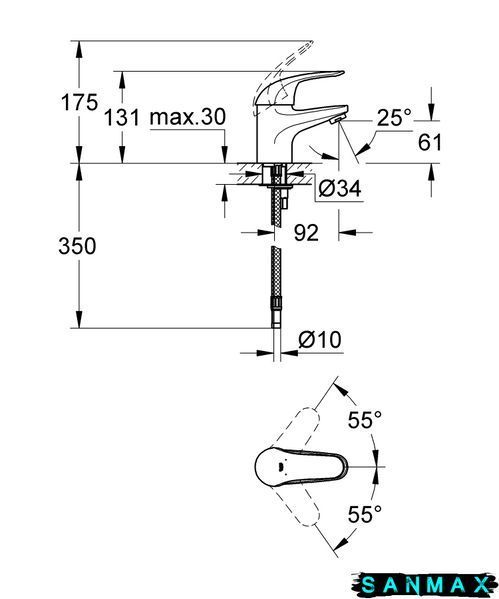 Змішувач для умивальника S-розміру Grohe Euroeco New (32734000) 32734000 фото