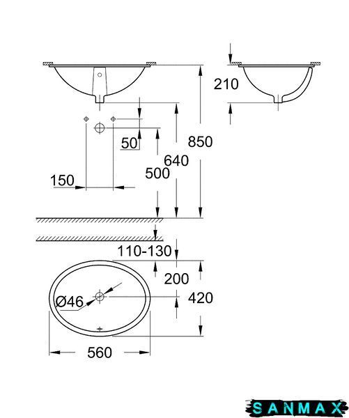 Вбудована раковина 55 Grohe Bau Ceramic (39423000) 39423000 фото