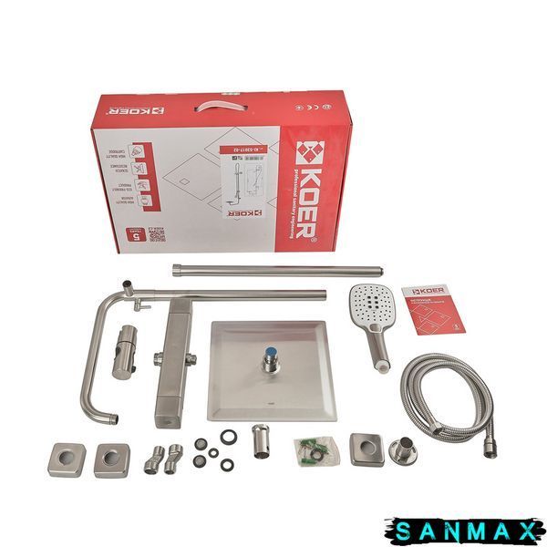 Душова система термостатична Koer KI-53017-02 2 функції Нерж (KR5547) KR5547 фото