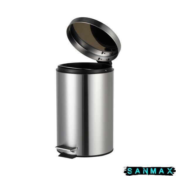 Відро для сміття з плавним закриттям кругле Zerix Solo-TC0205 SS Color 5л колір нержавійка (ZX5888) ZX5888 фото