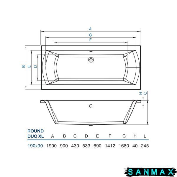 Ванна акрилова Koller Pool Round DUO XL 190х90 1224280133 фото