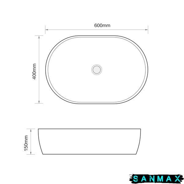 Раковина накладна Mixxus Premium Ellipse-0105 600х400х150mm (MP6563) MP6563 фото