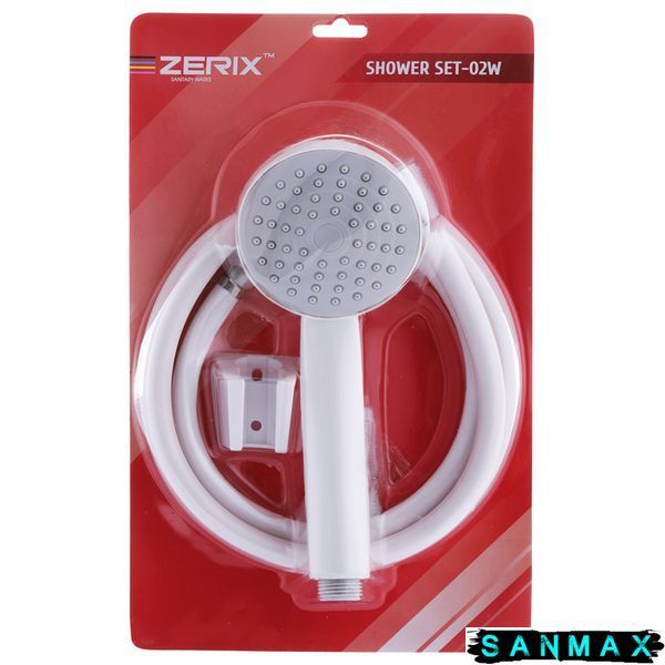 Душовий набір (шланг+лійка+кронштейн) Zerix Shower Set-02W Білий Блістер (ZX3096) ZX3096 фото