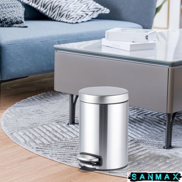 Відро для сміття з плавним закриттям кругле Mixxus Ellipse-TC0205 SS Color 5л колір нержавійка (MI7076) MI7076 фото