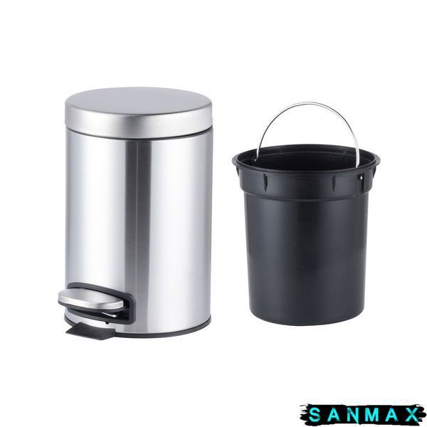 Відро для сміття з плавним закриттям кругле Mixxus Ellipse-TC0205 SS Color 5л колір нержавійка (MI7076) MI7076 фото