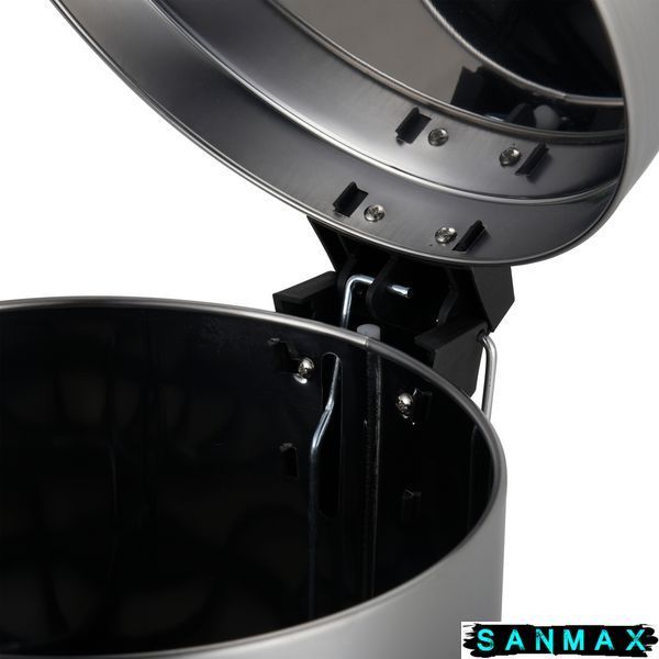 Відро для сміття з плавним закриттям кругле Zerix Solo-TC0205 SS Color 5л колір нержавійка (ZX5888) ZX5888 фото