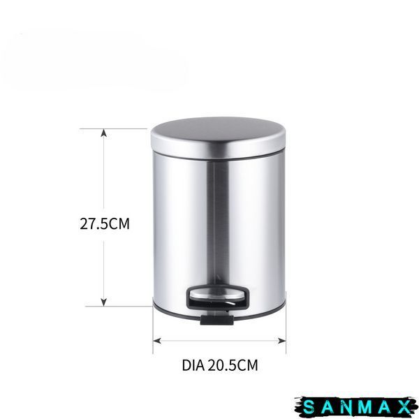 Відро для сміття з плавним закриттям кругле Mixxus Ellipse-TC0205 SS Color 5л колір нержавійка (MI7076) MI7076 фото