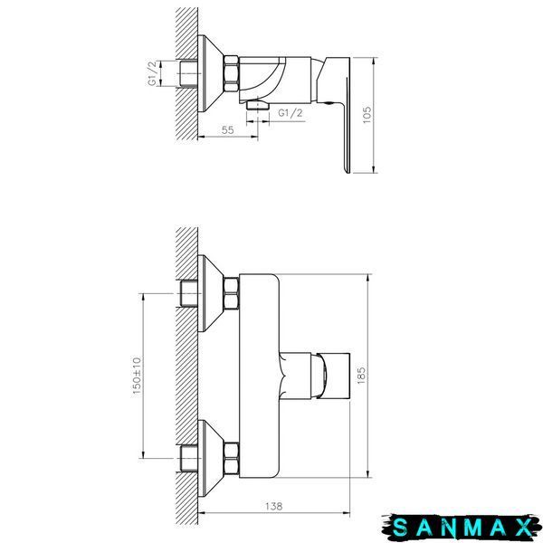 Змішувач для душу Haiba Alex 003 Хром (HB0881) HB0881 фото