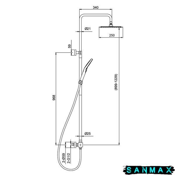 Душова система термостатична Koer KI-53017-02 2 функції Нерж (KR5547) KR5547 фото