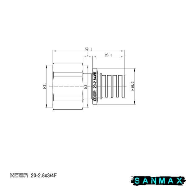 Перехідник з ВР Koer KA.A08F-20 - 20(2.8mm) x 3/4"F (KR4864) KR4864 фото