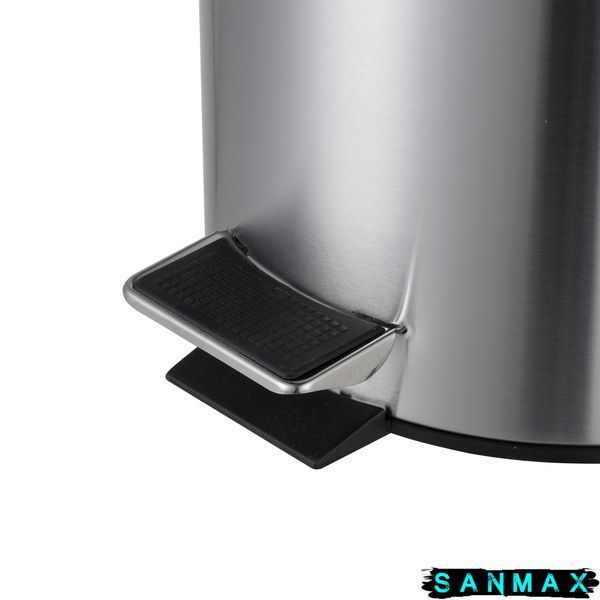 Відро для сміття з плавним закриттям кругле Zerix Solo-TC0205 SS Color 5л колір нержавійка (ZX5888) ZX5888 фото