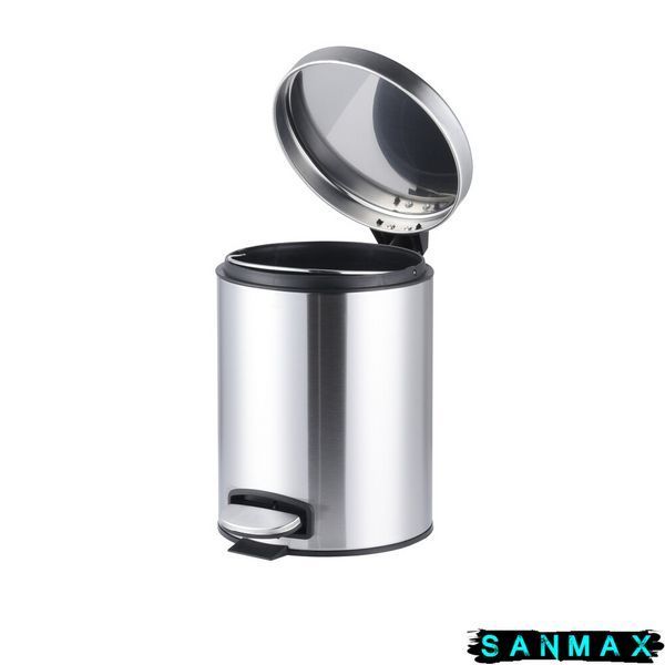 Відро для сміття з плавним закриттям кругле Mixxus Ellipse-TC0205 SS Color 5л колір нержавійка (MI7076) MI7076 фото