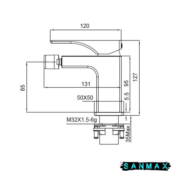 Змішувач для біде на гайці Koer KB-20010-01 Хром (KR3480) KR3480 фото