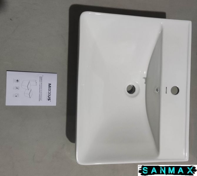 Умивальник накладний керамічний Mixxus Premium Stely-1501 600х480х190mm з отвором під змішувач та переливом (MP6498) MP6498 фото