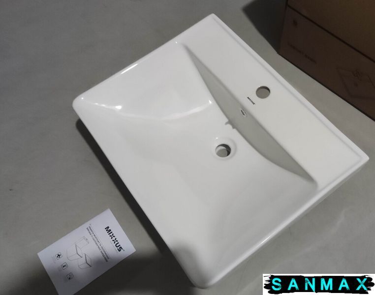 Умивальник накладний керамічний Mixxus Premium Stely-1501 600х480х190mm з отвором під змішувач та переливом (MP6498) MP6498 фото