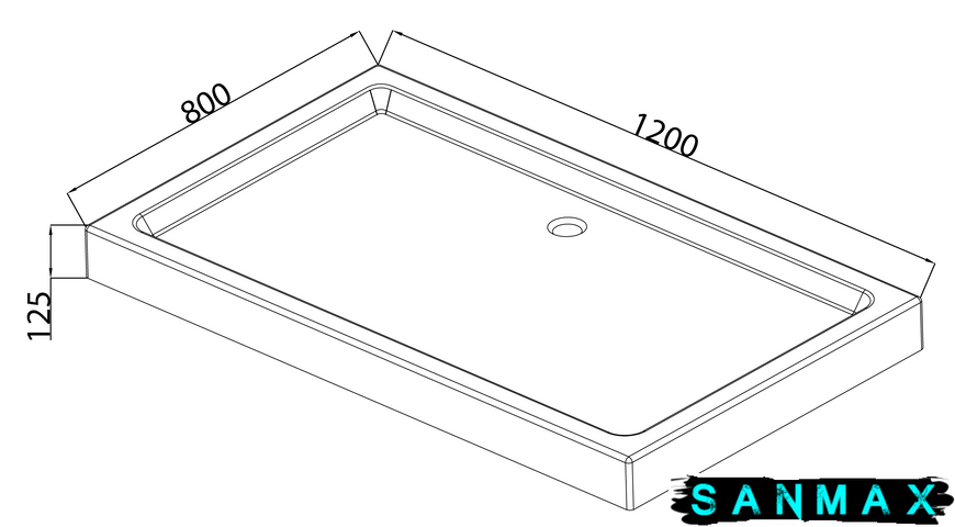 Душовий піддон з сифоном Mixxus Hard ST01-120x80x13 діаметр зливу 52 мм (MI6919) MI6919 фото