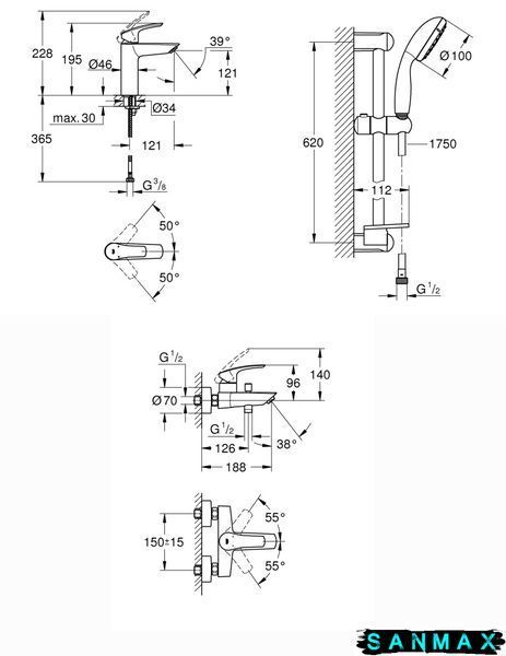 Комплект змішувачів для ванної кімнати Grohe Eurosmart New (UA123246M0) UA123246M0 фото