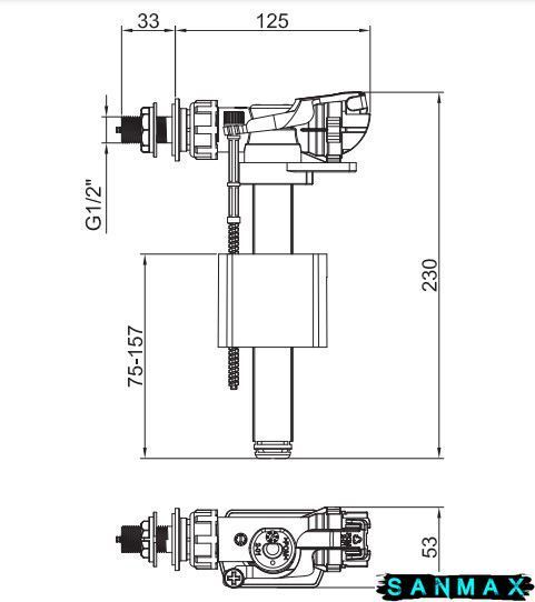 Арматура наповнювальна Koer KT-0105-1/2" з боковим підключенням та латунним різьбленням 1/2" (KR5334) KR5334 фото