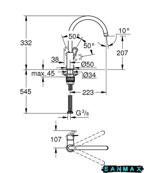 Змішувач для кухні Grohe BauLoop New (31368001) 31368001 фото