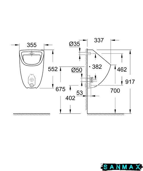 Пісуар Grohe Bau Ceramic (39438000) 39438000 фото