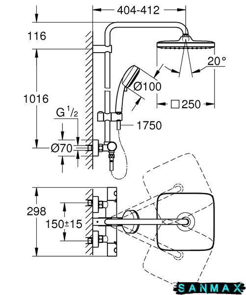Душова система термостатична Grohe New Tempesta Cosmop. System (26689000) 26689000 фото