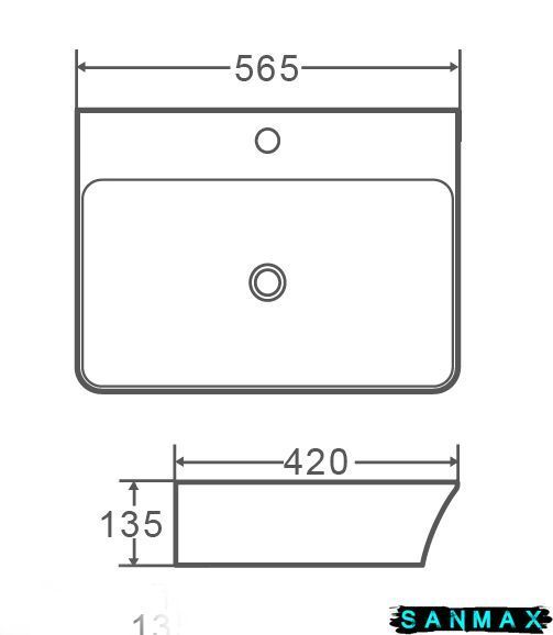 Умивальник накладний керамічний з переливом Mixxus Premium Bevil-0202 560x415x125mm (MP6481) MP6481 фото