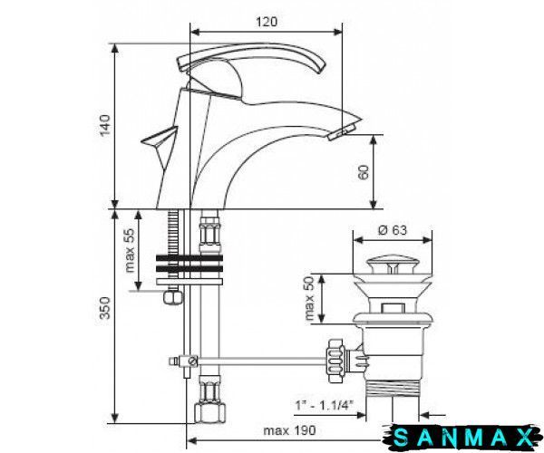 Змішувач Emmevi Ramses для умивальника мат-хр SC72003 SC72003 фото