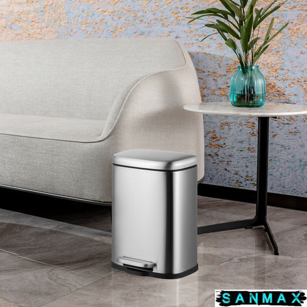 Відро для сміття з плавним закриттям прямокутне Mixxus Premium Style-TC0305 SS Color 5л колір нержавійка (MI7060) MI7060 фото