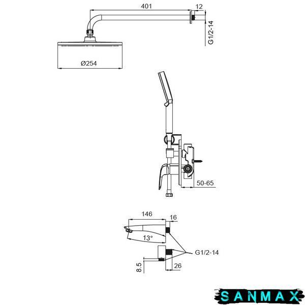 Вбудована душова система Koer KB-64008-01 Хром (KR3476) KR3476 фото