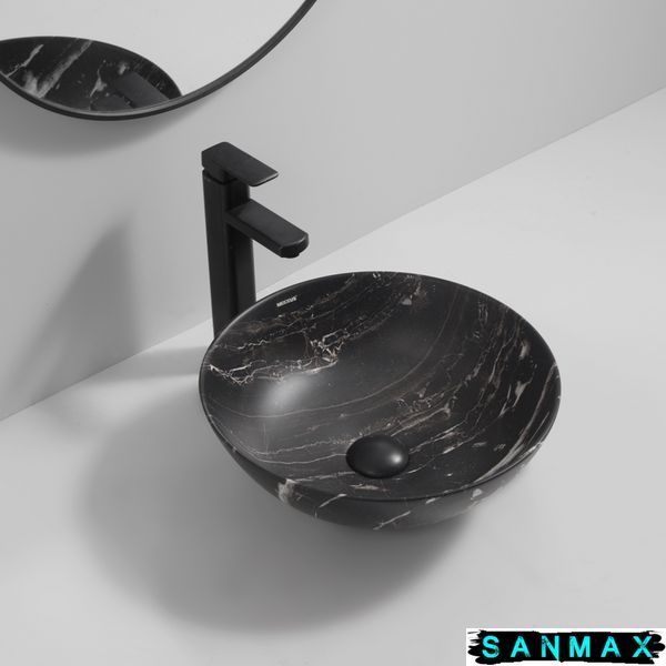 Раковина накладна Mixxus Premium Ellipse-0106 Marble 390х390х140mm (MP6533) MP6533 фото