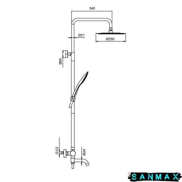 Душова система термостатична Koer KI-57018-02 3 функції Нерж (KR5545) KR5545 фото