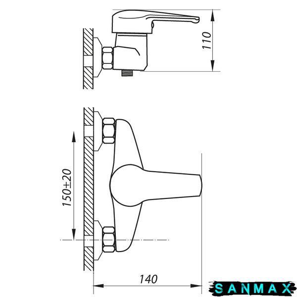 Змішувач для душа Zerix Lop-B 135 (ZX0039) ZX0039 фото