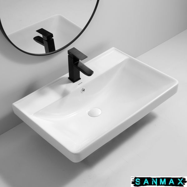 Умивальник накладний керамічний Mixxus Premium Style-1502 700х480х190mm з отвором під змішувач та переливом (MP6499) MP6499 фото