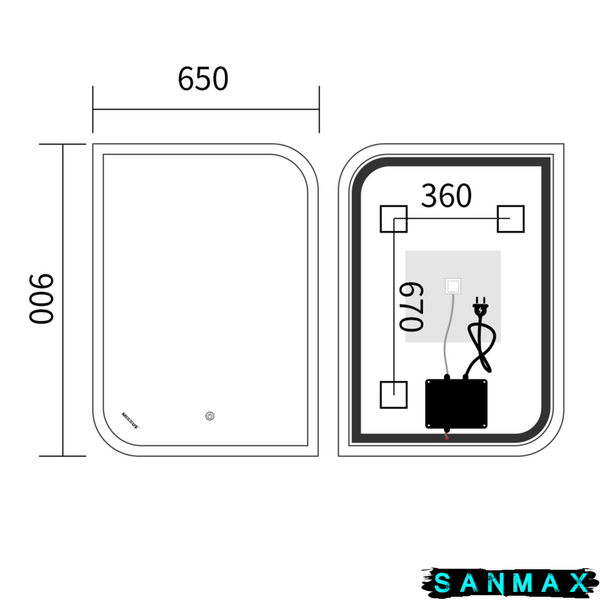 Дзеркало Mixxus Premium Bevel MA02-90x65-Reverse (Led Touch, Anti-fog, димер (3-6,5kK)) (MP6641) MP6641 фото