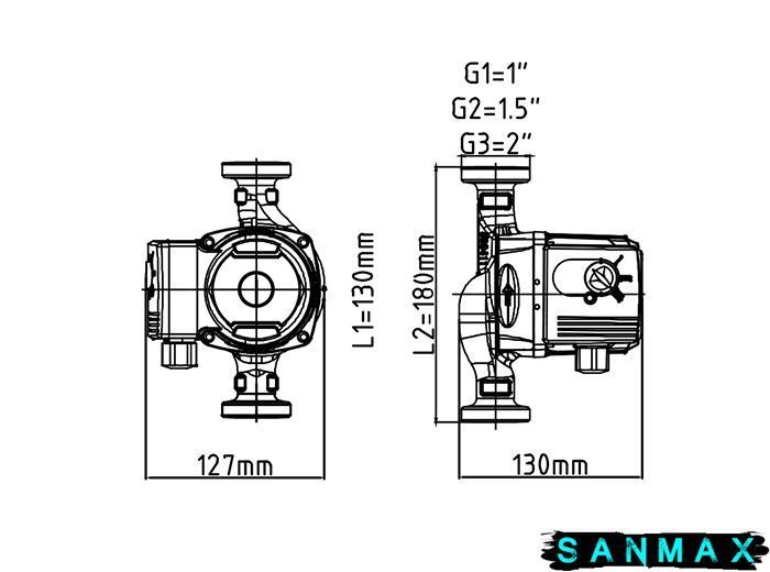 Насос Taifu Star 25-6A-130 циркуляційний частотний Н=6М, Q=3,3кбМ, P=45Вт (TF0082) TF0082 фото