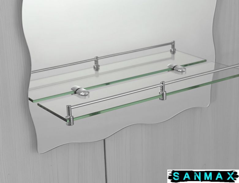 Дзеркало Zerix Mirra MRZ02-600x850x105 прямокутне з дугоподібним верxом, фігурними боками і полицею (ZX5620) ZX5620 фото