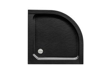 Піддон півкруглий Besco Alex Stone Effect New чорний мат. 90х90х4/16 см + ноги #BAA-90-CN фото