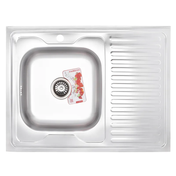 Мийка кухонна накладна Zerix Z8060L-08-180MD (micro decor) (ZS0605) ZS0605 фото